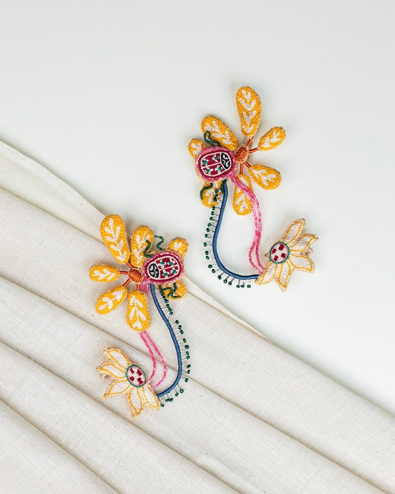 Kajol!! Handcrafted floral embroidered earcuffs