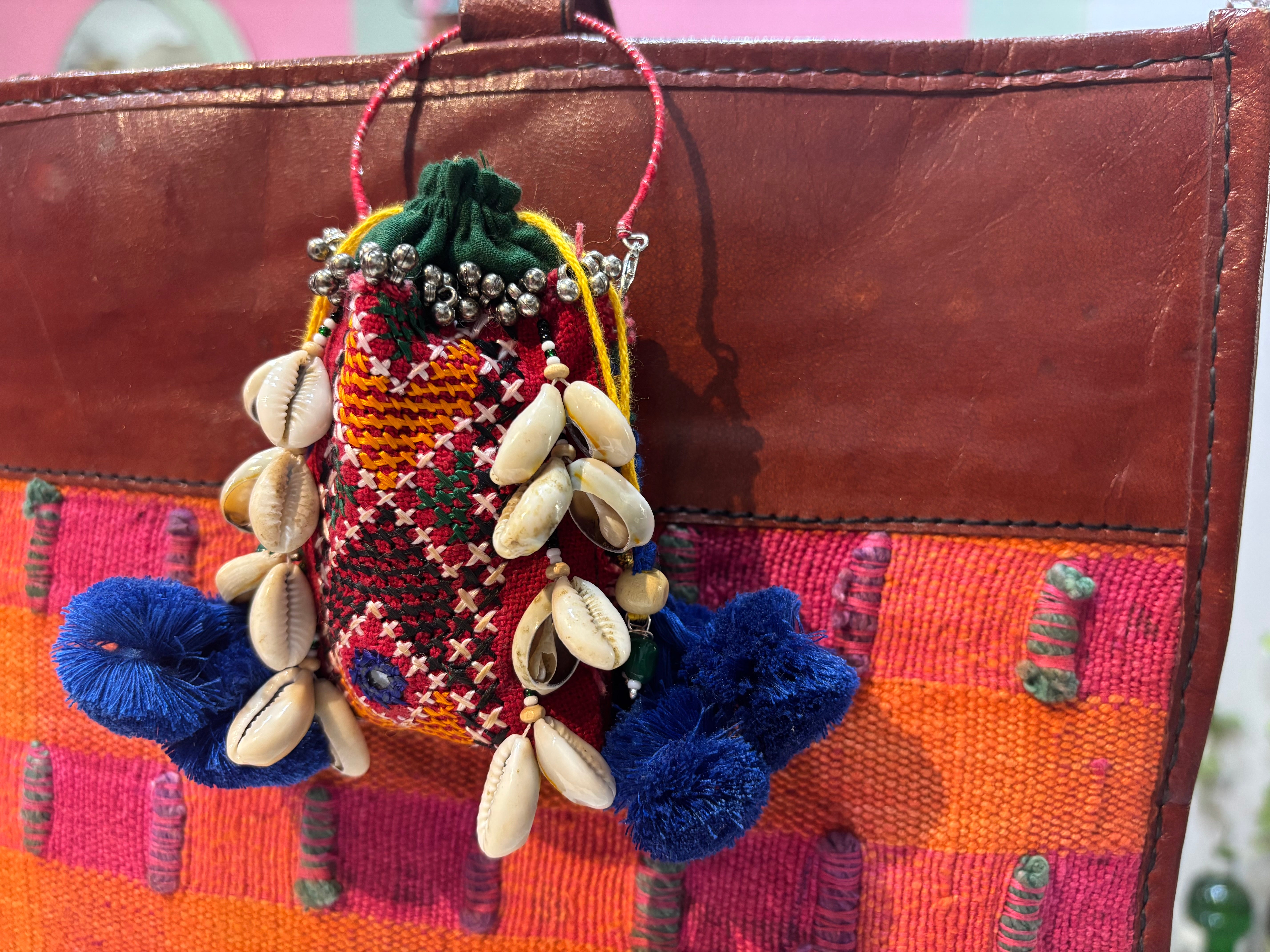 Handcrafted Vintage Cross-Stitch Embroidery Coin & AirPods Purse