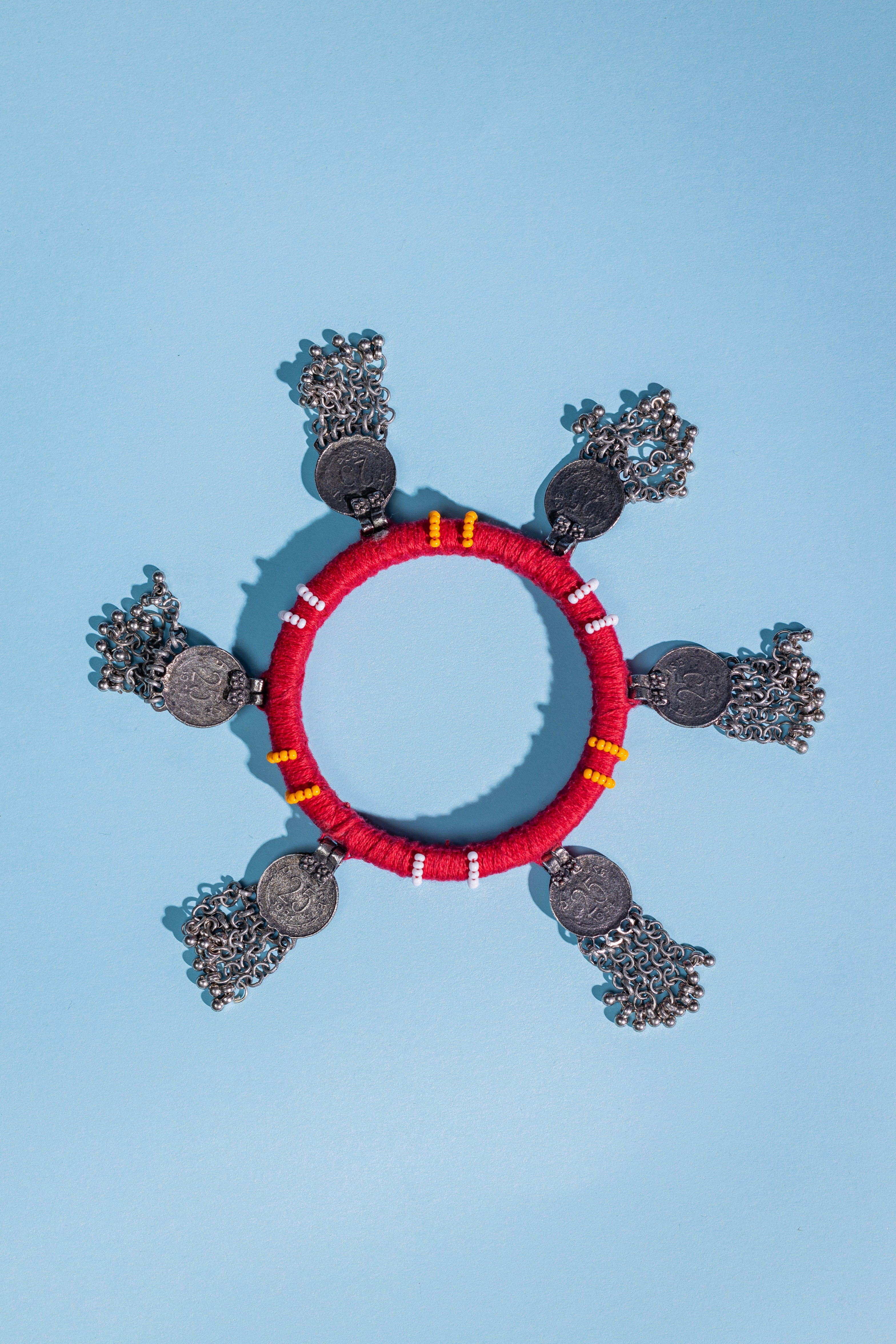 Handcrafted Coin and Beads bangle