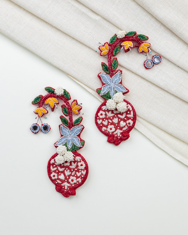 Karishma!! Handcrafted pomegranate embroidered earrings