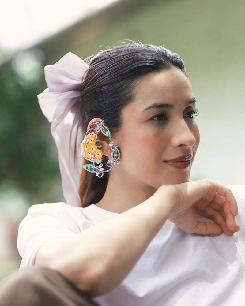 Juhi!! Handcrafted embroidered floral earcuffs