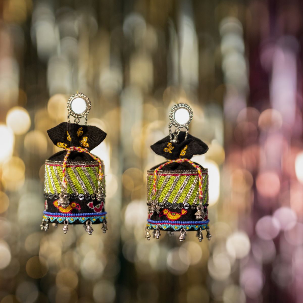 Kaala Khatta handmade potli earrings