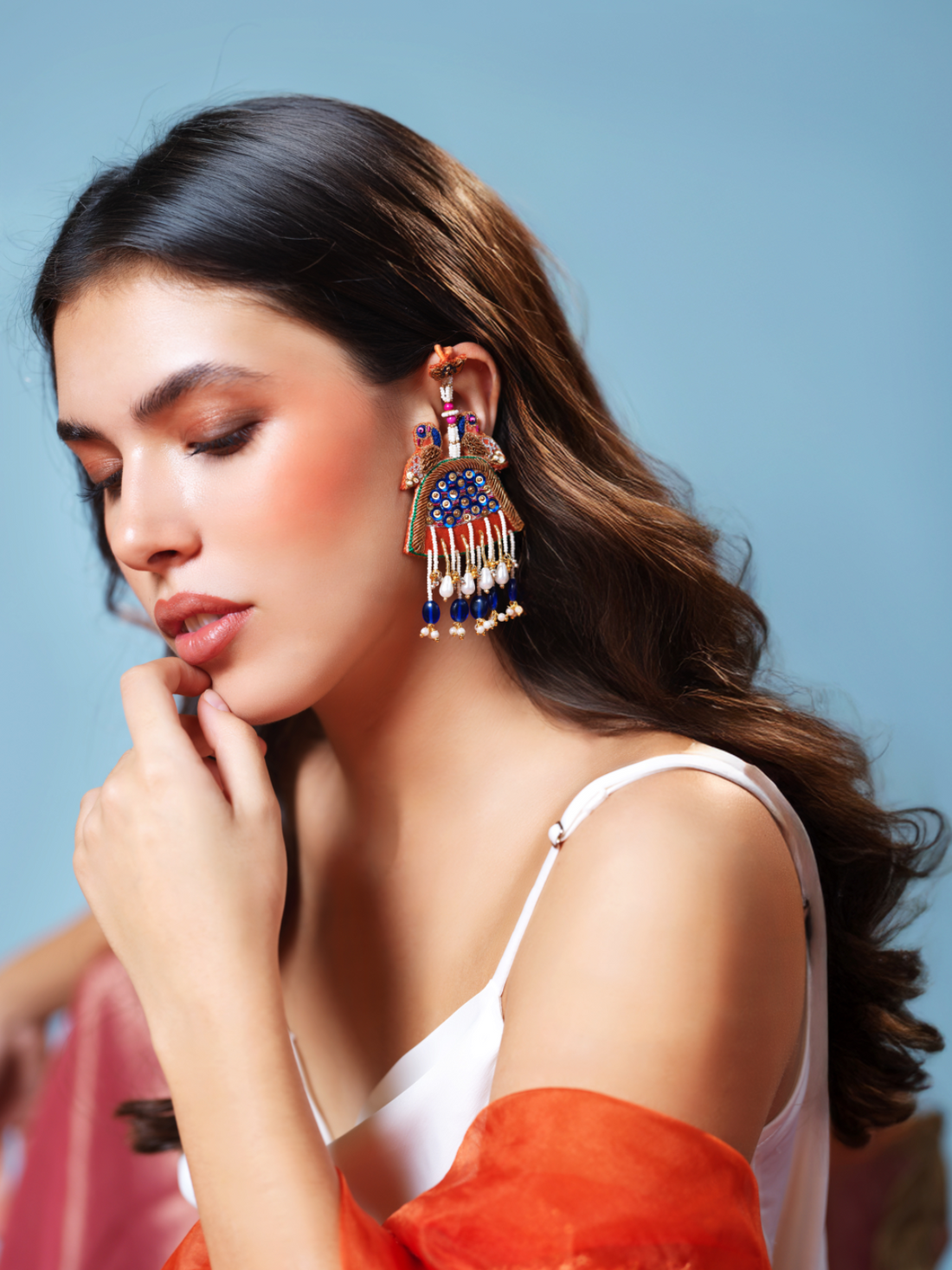 Radhika- Zardosi embroidered earrings with Peacock motifs!!