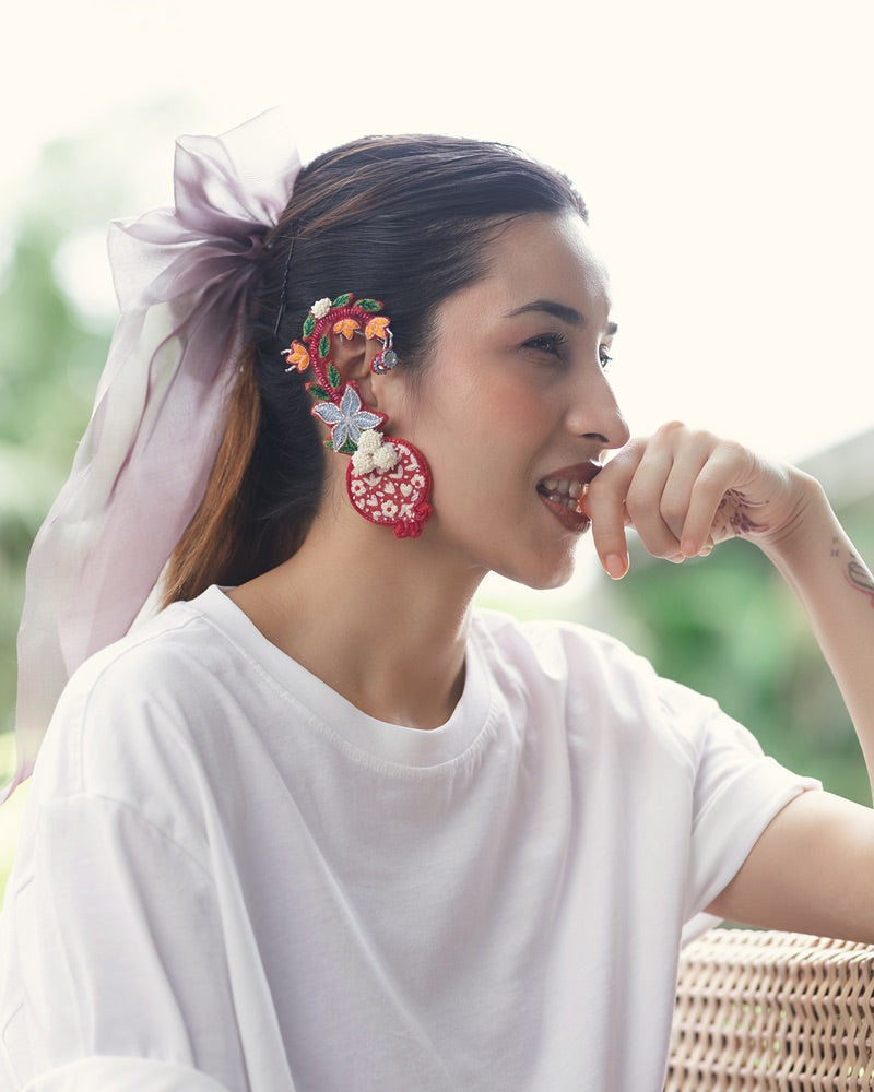 Karishma!! Handcrafted pomegranate embroidered earrings