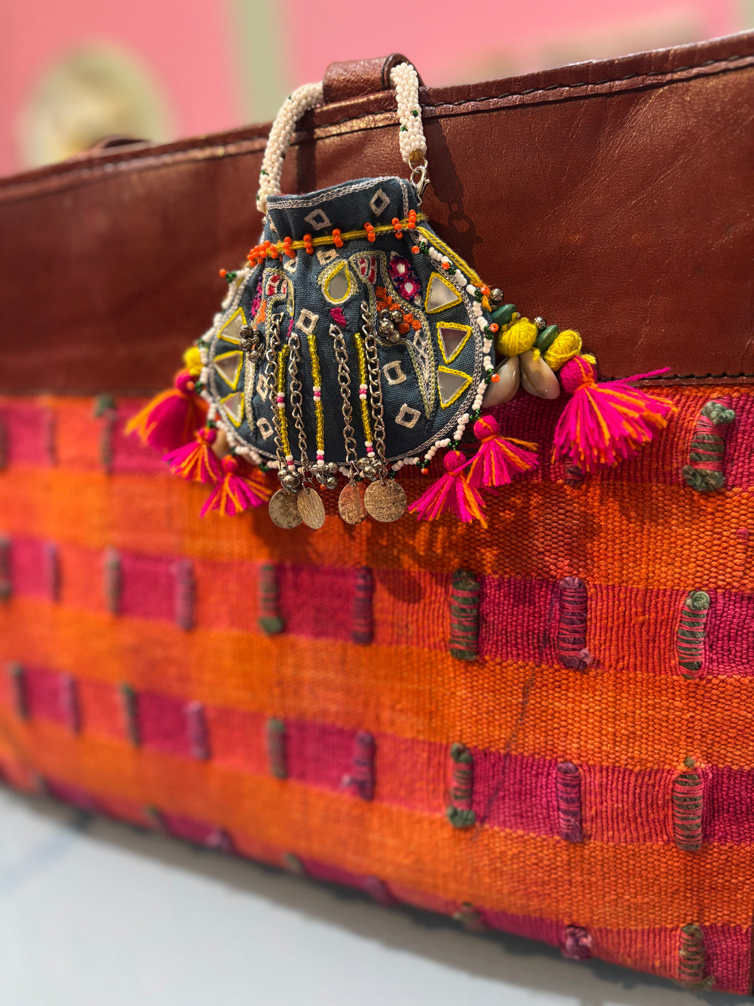 Sparrow embroidered Coin and Airpod Potli Purse