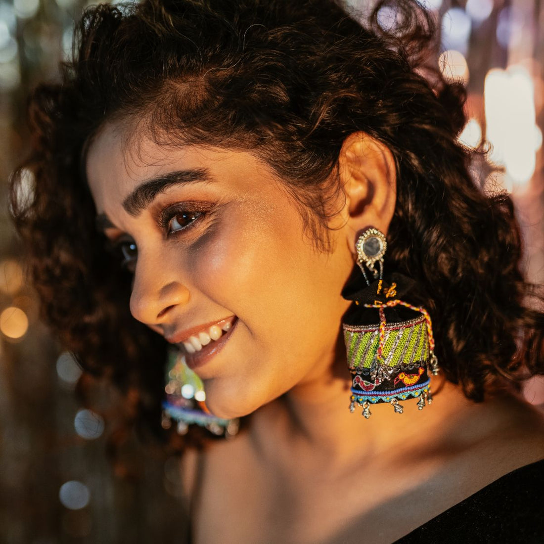 Kaala Khatta handmade potli earrings