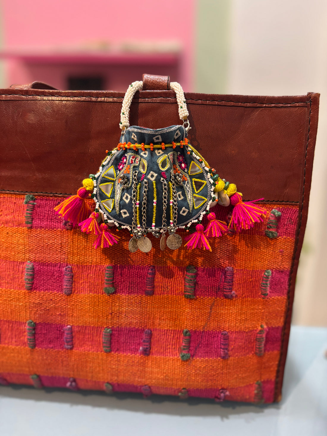Sparrow embroidered Coin and Airpod Potli Purse