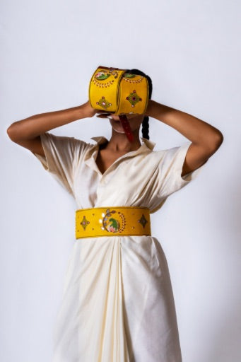 Pictionary handcrafted leather belt