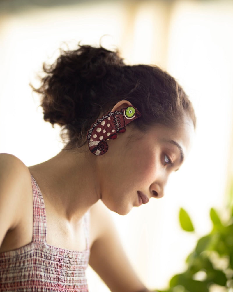 Chill Pill! Handmade chameleon earrings