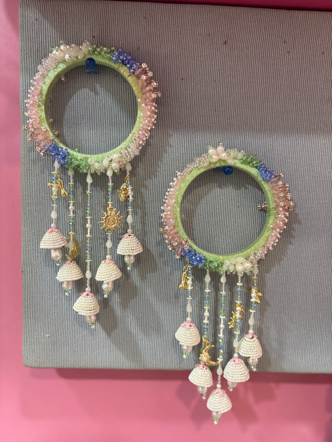 Handcrafted crystals and pearl Kalira bangles!!