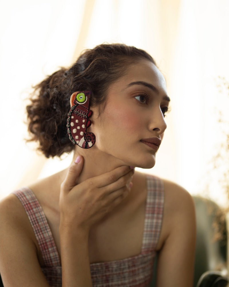 Chill Pill! Handmade chameleon earrings