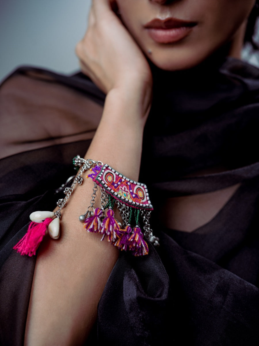 Hayla Kare!! Handcrafted traditional peacock embroidery bracelet!!
