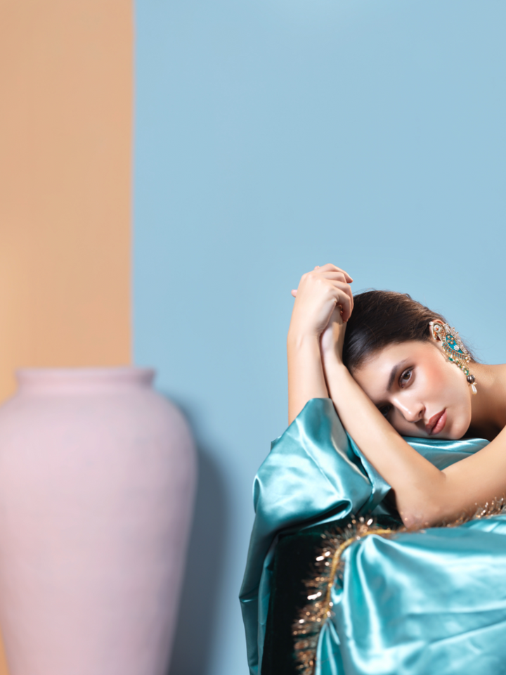 Padmini- Zardosi embroidered earcuffs with sparrow motif