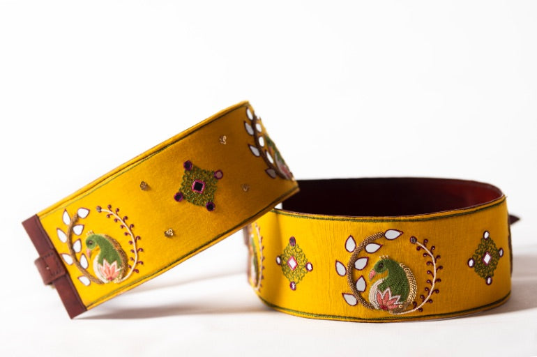 Pictionary handcrafted leather belt
