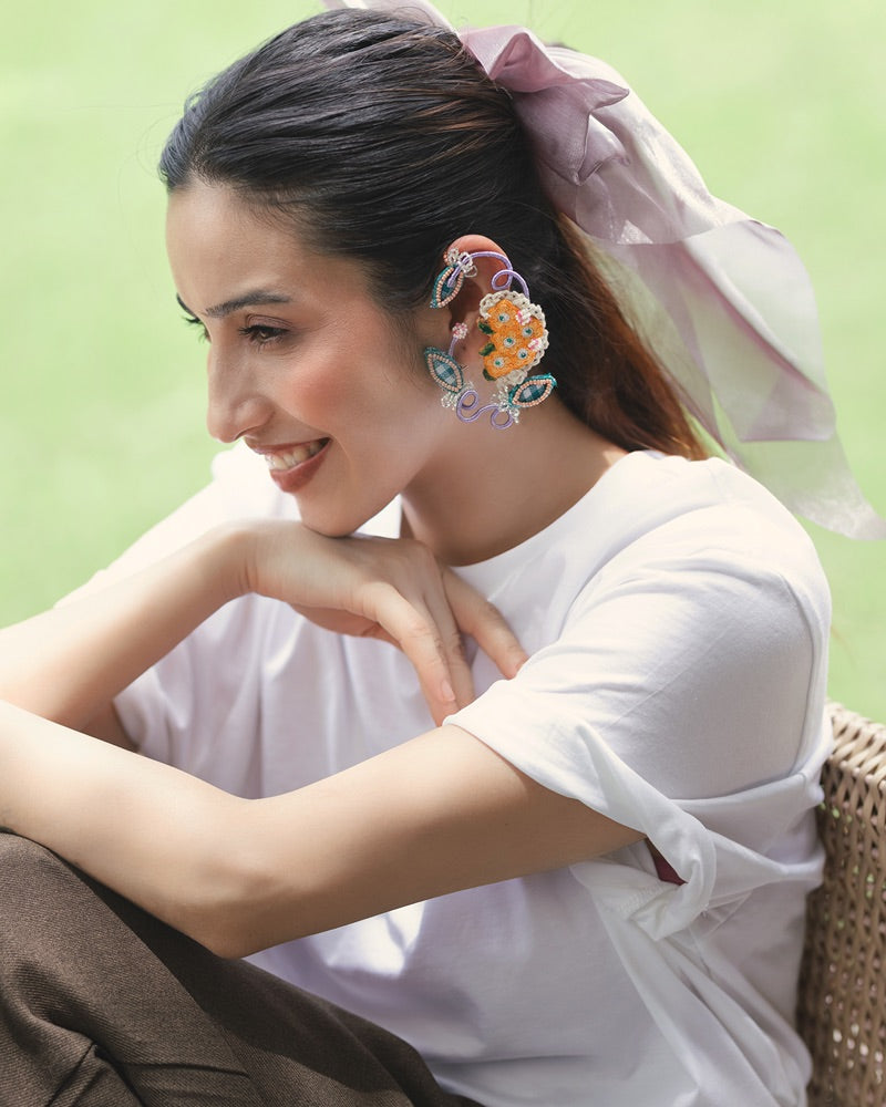 Juhi!! Handcrafted embroidered floral earcuffs