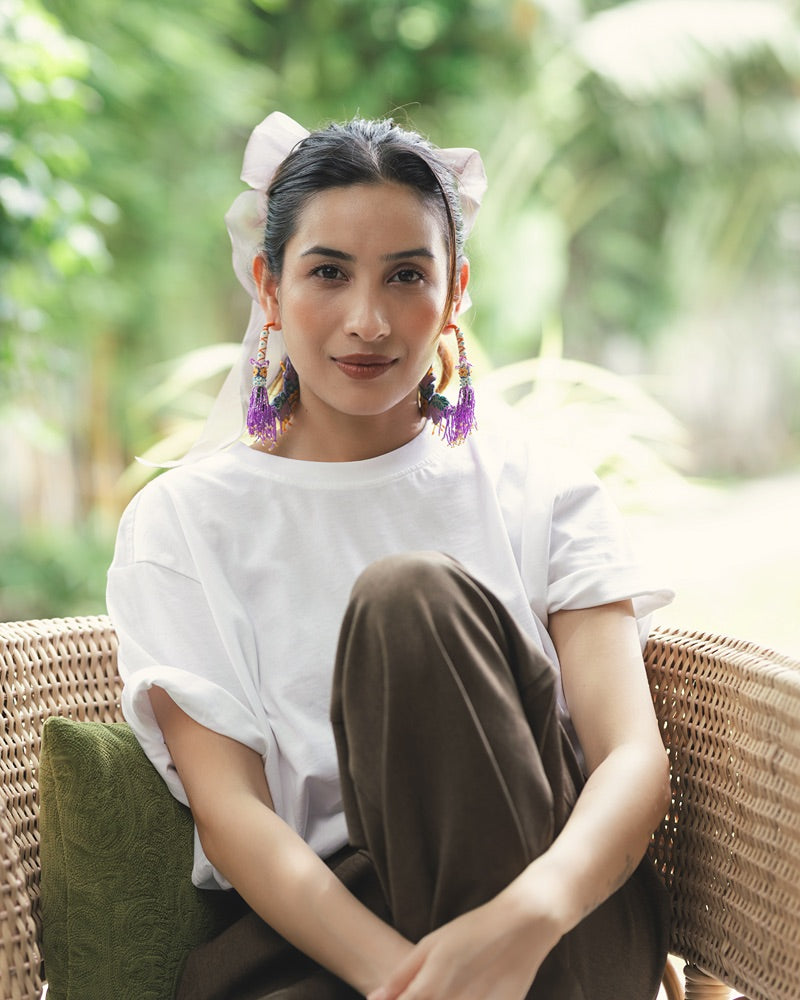 Urmila!! Handcrafted floral embroidered hoop earrings