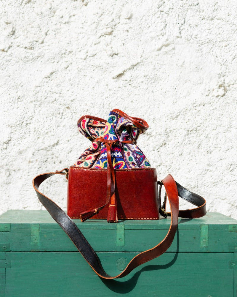 Gamthi potli handcrafted leather bag (rectangle)