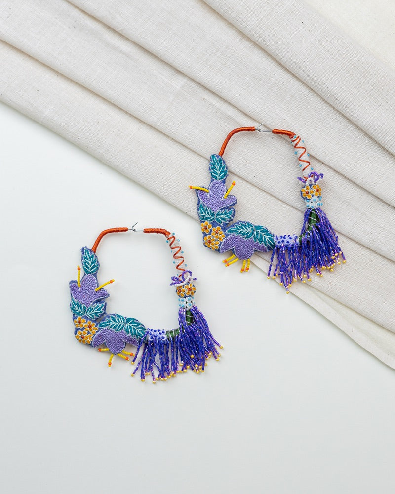 Urmila!! Handcrafted floral embroidered hoop earrings